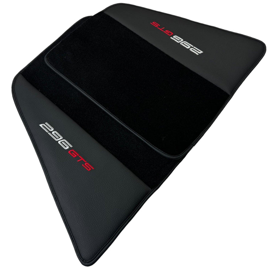 Black Floor Mats for Ferrari 296 GTS (2022-2024) with Leather - AutoWin