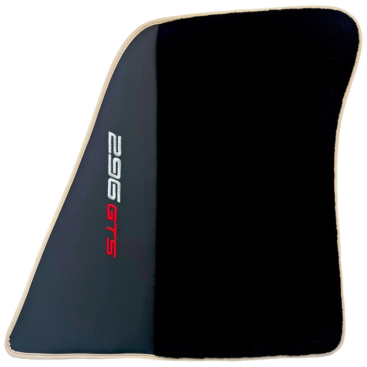 Black Floor Mats for Ferrari 296 GTS (2022-2027) with Leather and Beige Trim - AutoWin
