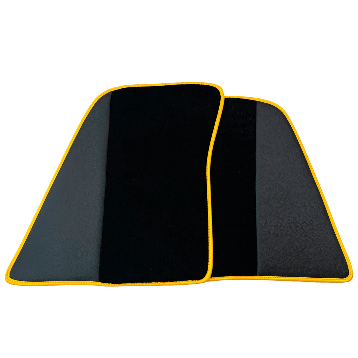 Black Floor Mats for Ferrari 296 GTS (2022-2027) with Leather and Yellow Trim