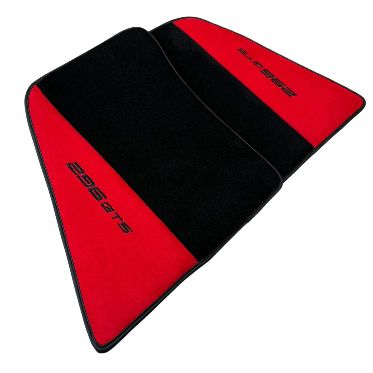 Black Floor Mats for Ferrari 296 GTS (2022-2027) with Red Alcantara Leather - AutoWin
