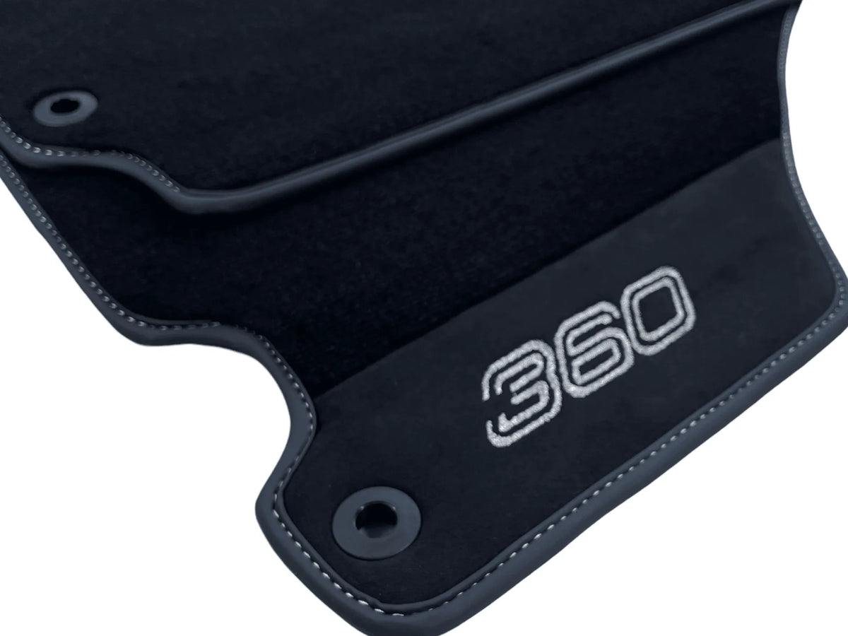 Black Floor Mats For Ferrari 360 Modena 1999-2005 With Alcantara Leather - AutoWin