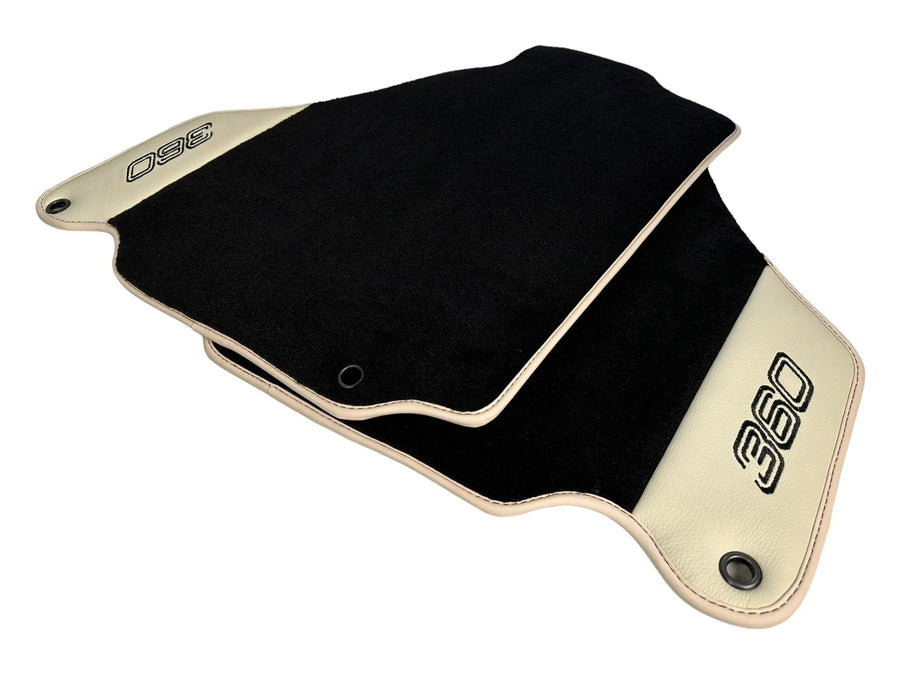 Tapis de sol noirs pour Ferrari 360 Modena 1999-2005 avec cuir beige - AutoWin