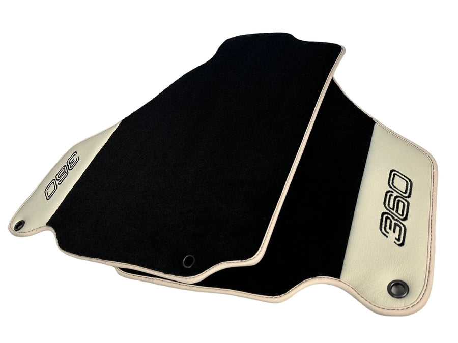 Tapis de sol noirs pour Ferrari 360 Modena 1999-2005 avec cuir beige - AutoWin