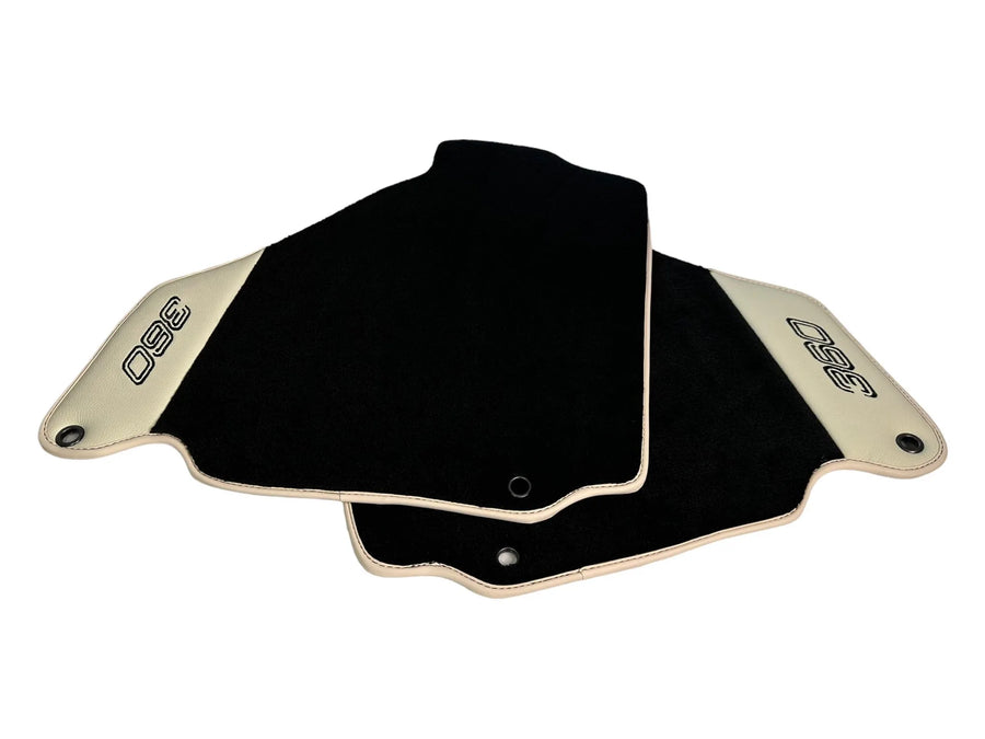 Tapis de sol noirs pour Ferrari 360 Modena 1999-2005 avec cuir beige - AutoWin