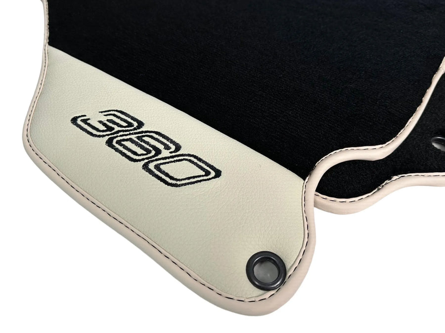 Tapis de sol noirs pour Ferrari 360 Modena 1999-2005 avec cuir beige - AutoWin