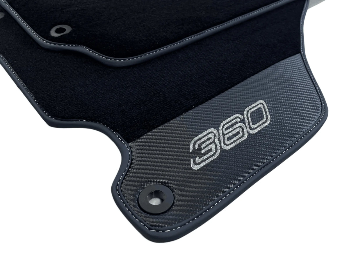 Black Floor Mats For Ferrari 360 Modena 1999-2005 With Carbon Fiber Leather - AutoWin
