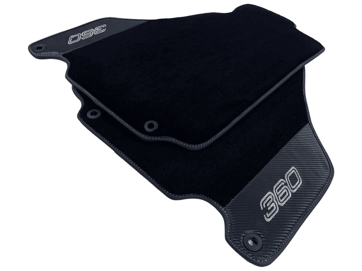 Black Floor Mats For Ferrari 360 Modena 1999-2005 With Carbon Fiber Leather - AutoWin