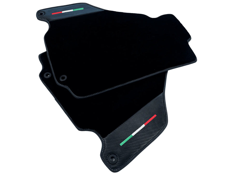 Black Floor Mats For Ferrari 360 Modena 1999-2005 With Carbon Fiber Leather - AutoWin