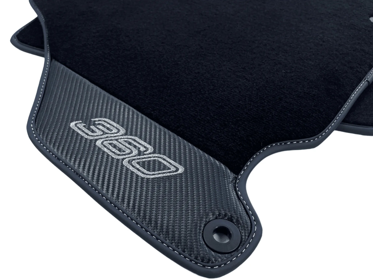 Black Floor Mats For Ferrari 360 Modena 1999-2005 With Carbon Fiber Leather - AutoWin