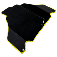 Black Floor Mats for Ferrari 360 Spider with Alcantara Leather | Yellow Trim - AutoWin