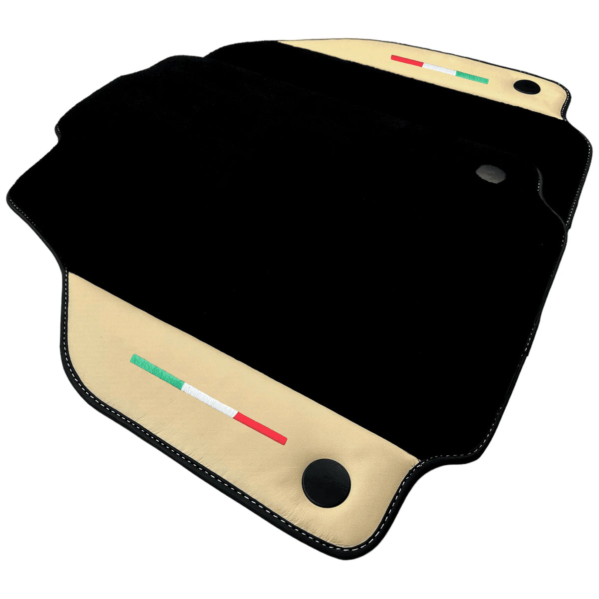 Black Floor Mats for Ferrari 458 GT2 (2012-2015) with Crema Nappa Leather | Italian Edition
