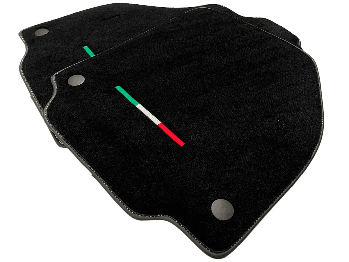 Black Floor Mats For Ferrari 458 Gt2 2012-2015 Yellow Sewing - AutoWin