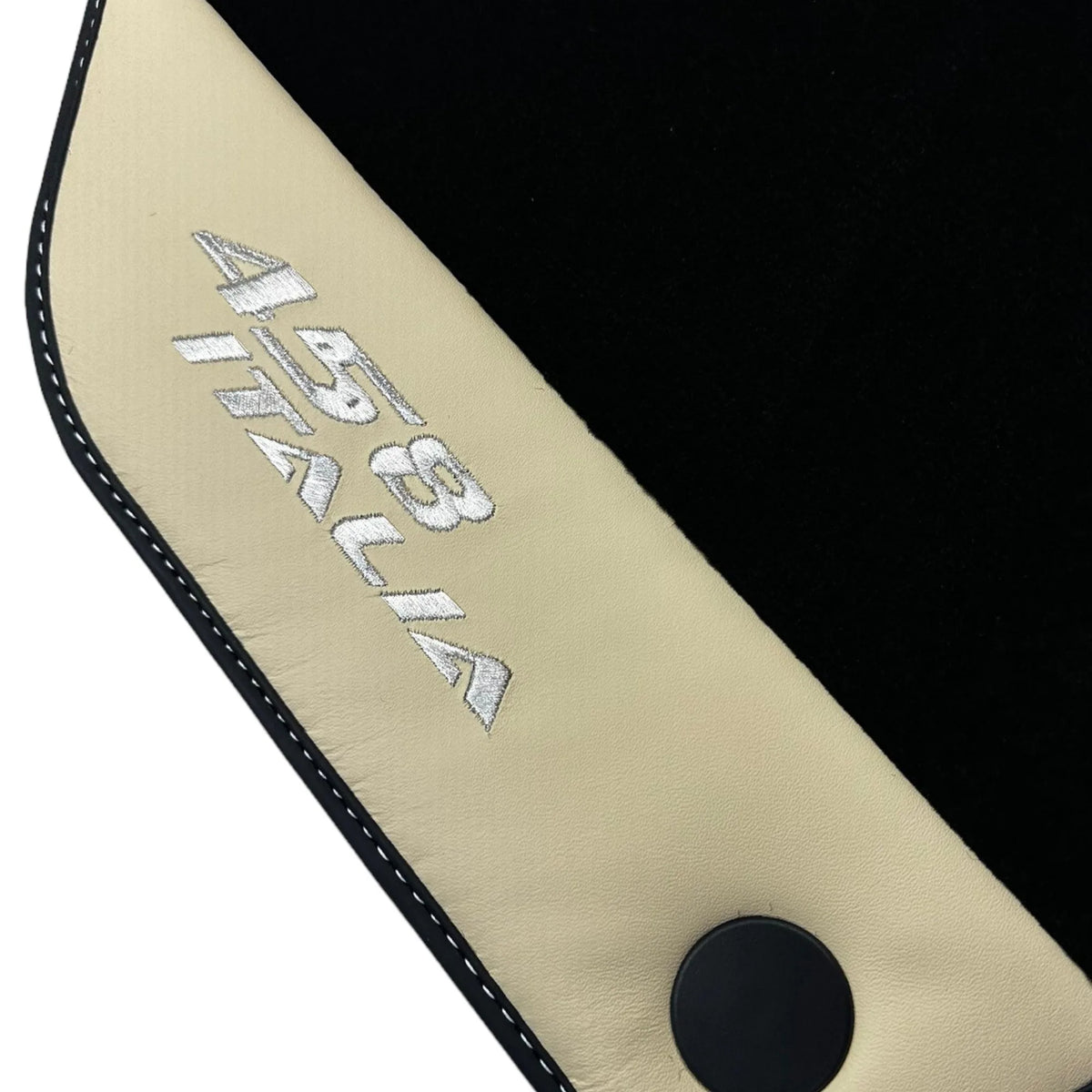 Black Floor Mats for Ferrari 458 Italia (2009-2015) with Crema Nappa Leather - AutoWin