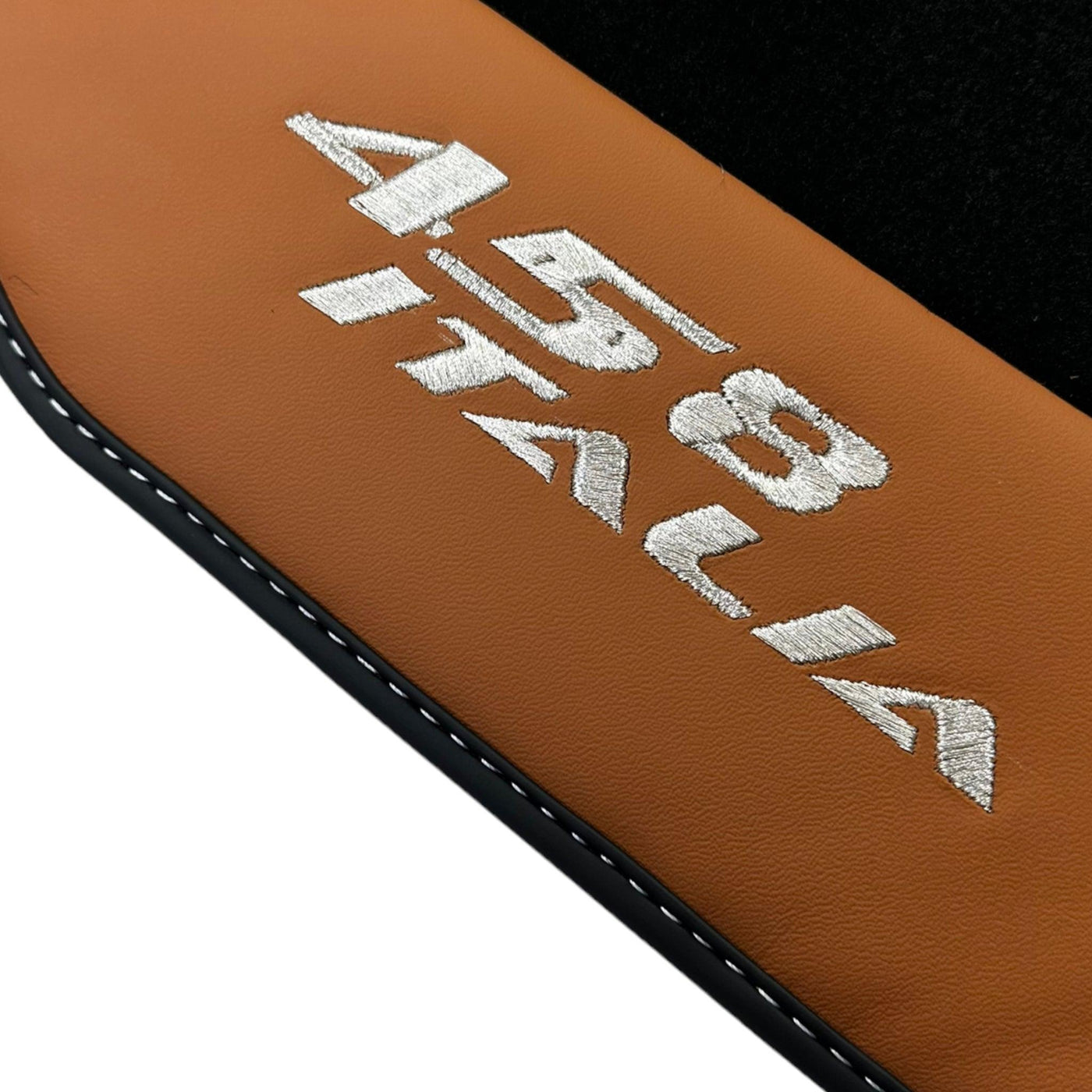 Black Floor Mats for Ferrari 458 Italia (2009-2015) with Cuoio Nappa Leather - AutoWin