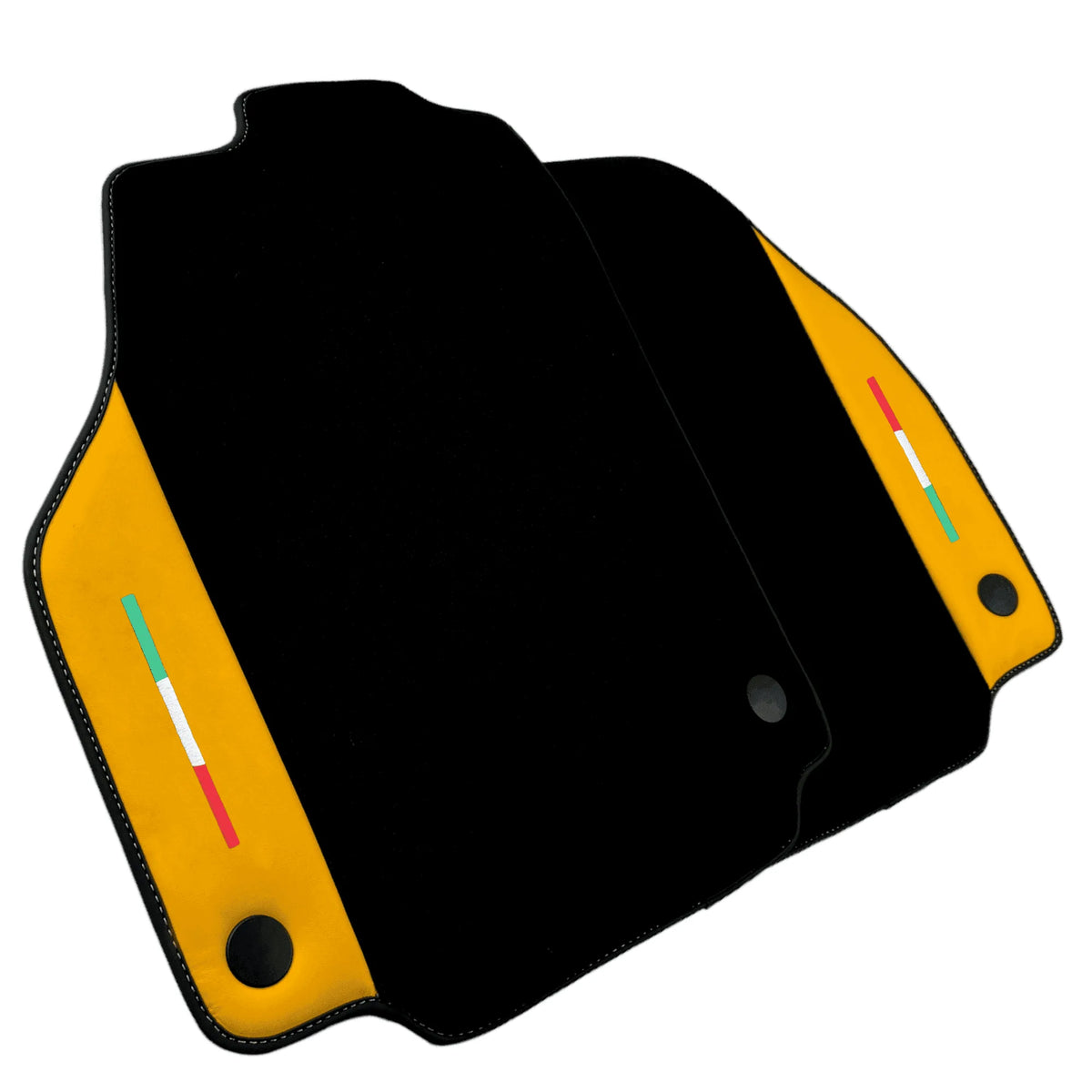 Black Floor Mats for Ferrari 458 Italia (2009-2015) with Yellow Leather