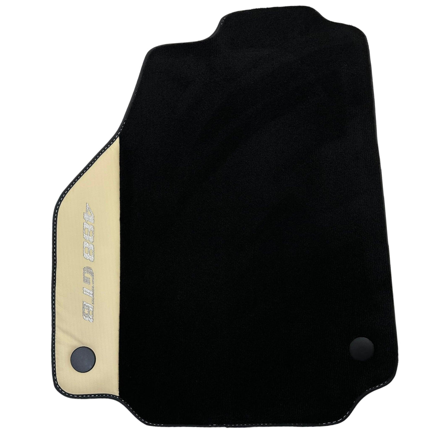 Black Floor Mats for Ferrari 488 GTB (2015-2022) with Crema Nappa Leather - AutoWin