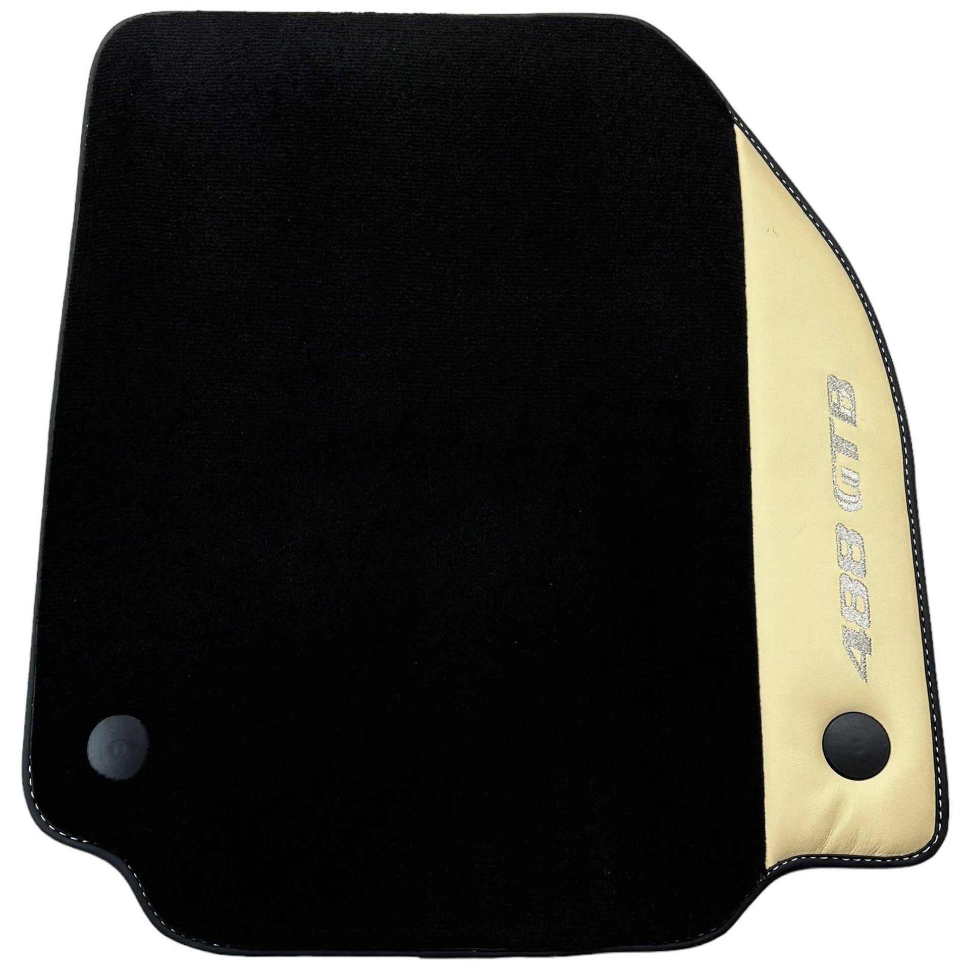 Black Floor Mats for Ferrari 488 GTB (2015-2022) with Crema Nappa Leather - AutoWin