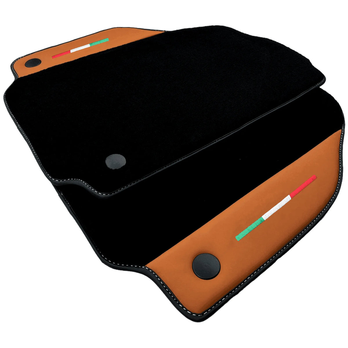 Black Floor Mats for Ferrari 488 GTB (2015-2022) with Cuoio Nappa Leather