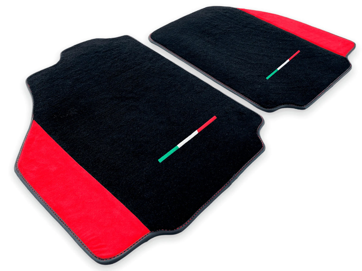 Black Floor Mats For Ferrari 488 GTB (2016-2022) With Red Alcantara Leather