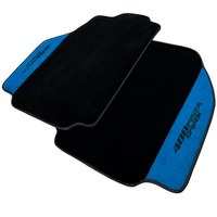 Black Floor Mats For Ferrari 488 Pista Spider 2019-2021 With Blue Alcantara Leather