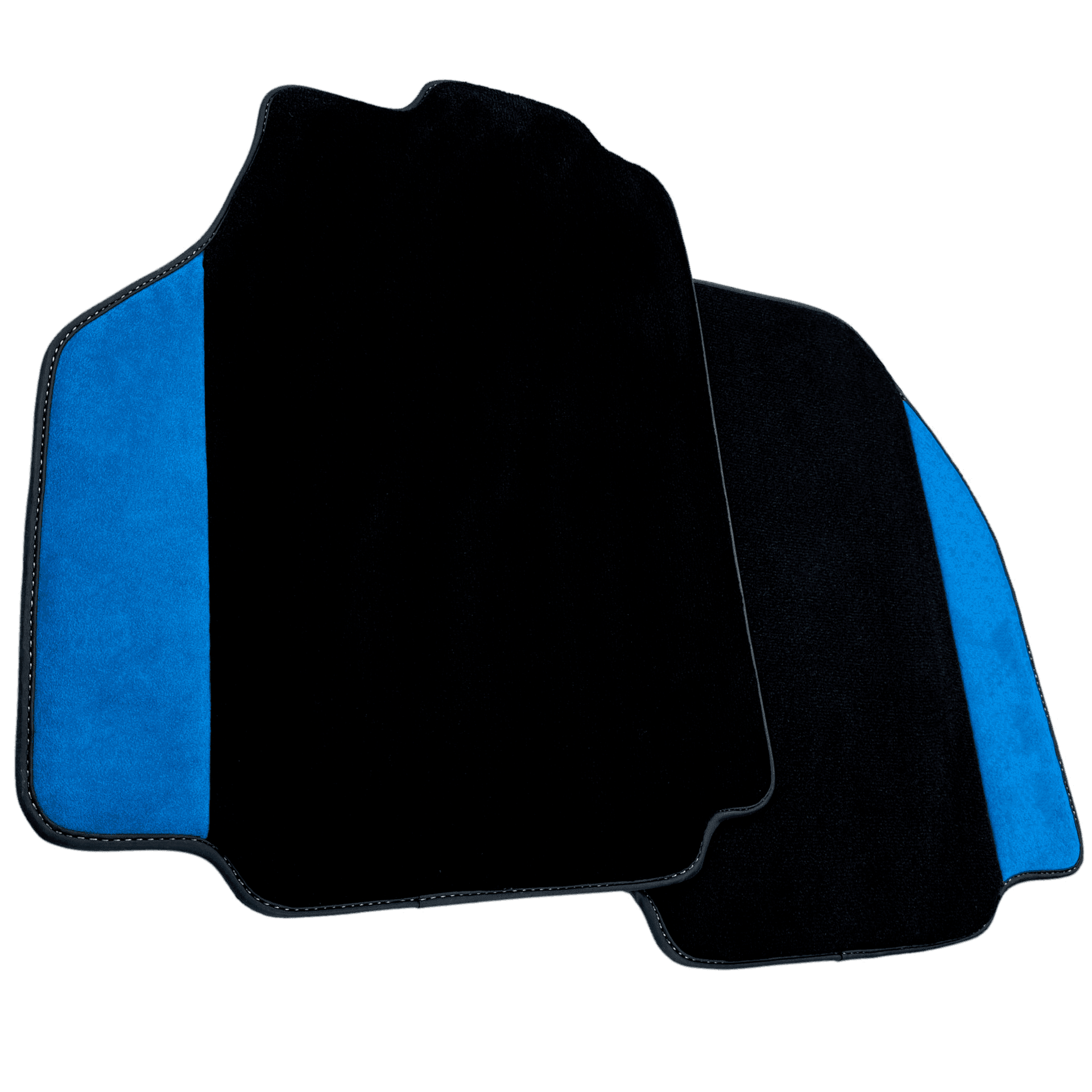 Black Floor Mats For Ferrari 488 Pista Spider 2019-2021 With Blue Alcantara Leather