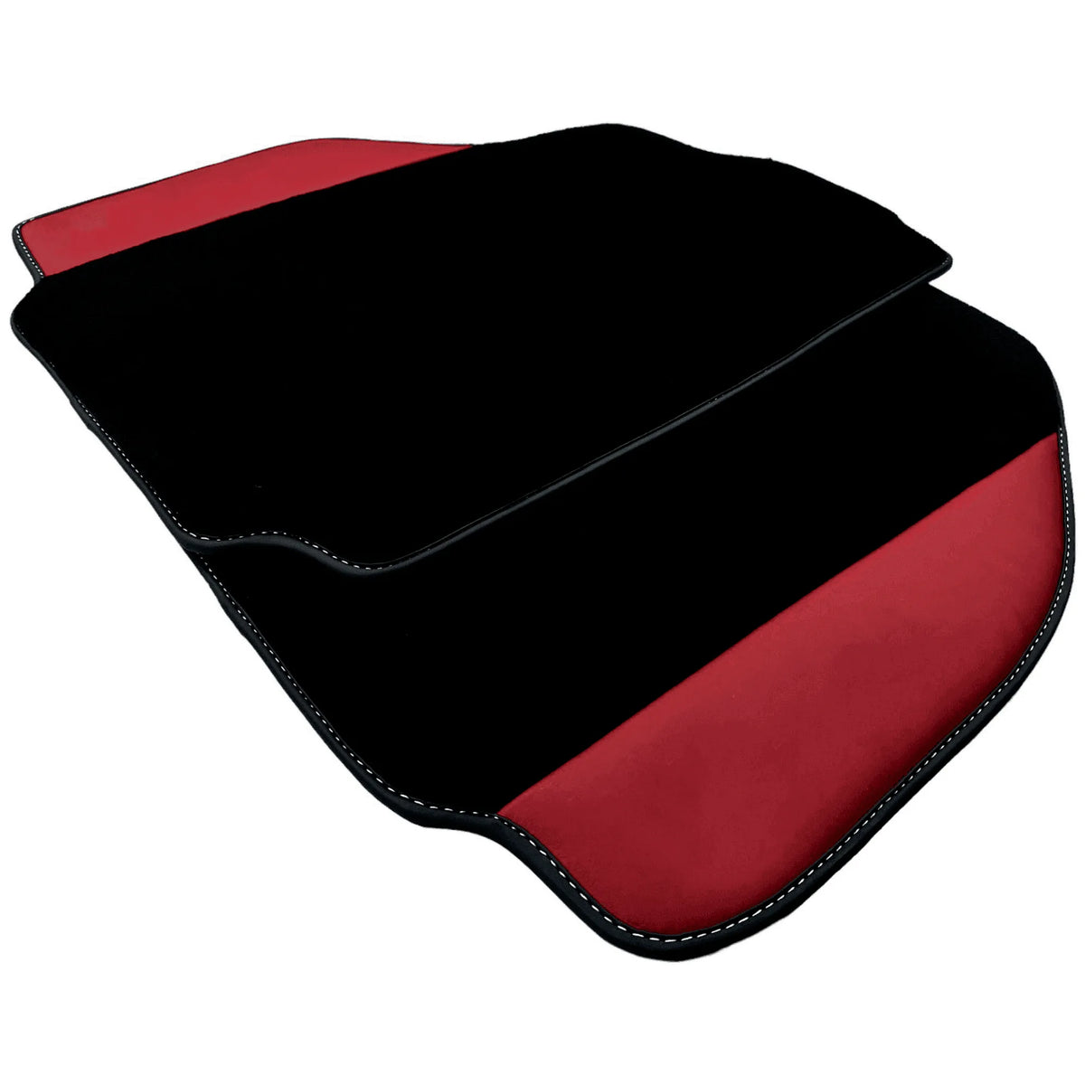 Black Floor Mats for Ferrari 488 Pista Spider (2019-2021) with Bordeaux Nappa Leather