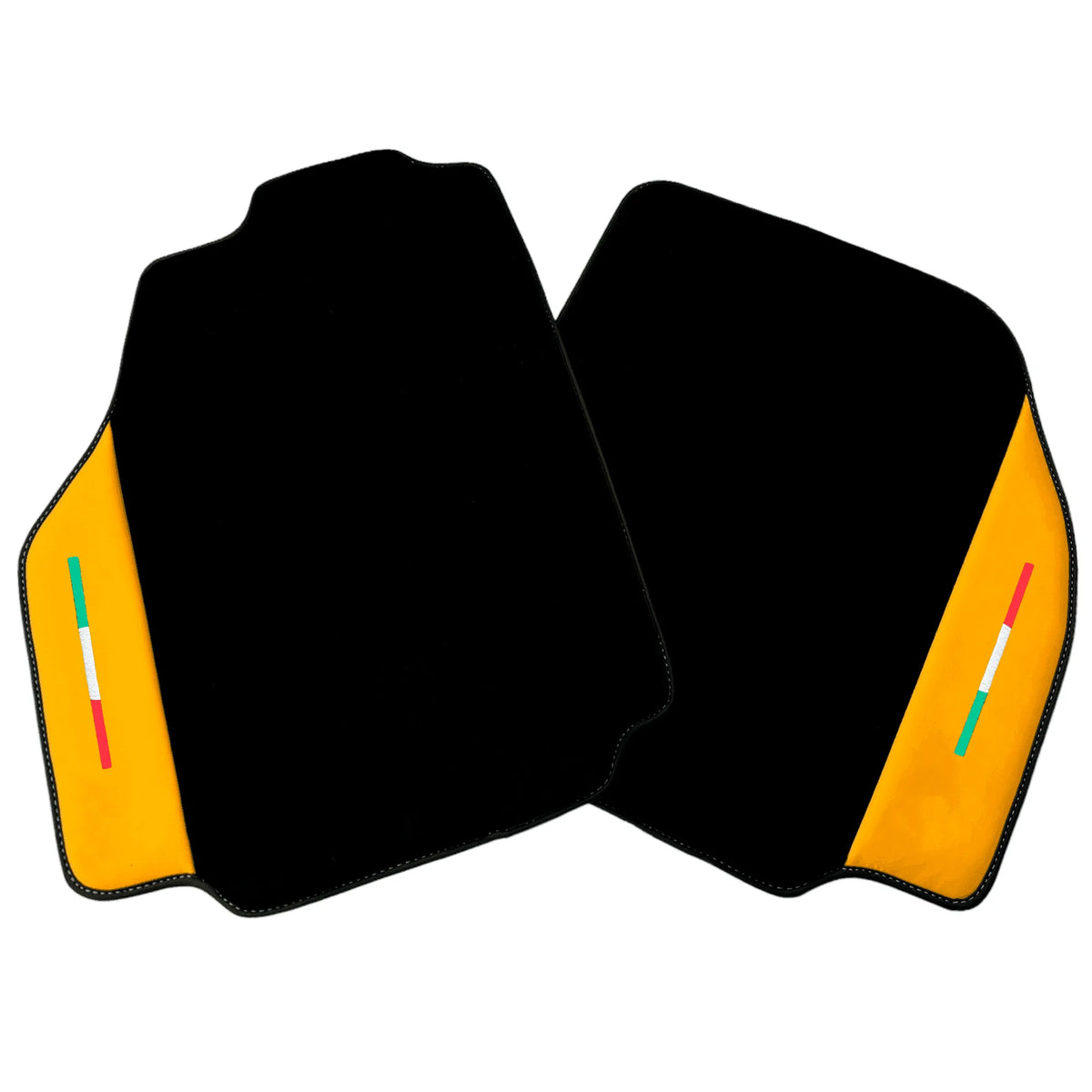 Black Floor Mats for Ferrari 488 Pista Spider (2019-2021) with Yellow Leather | Italian Edition
