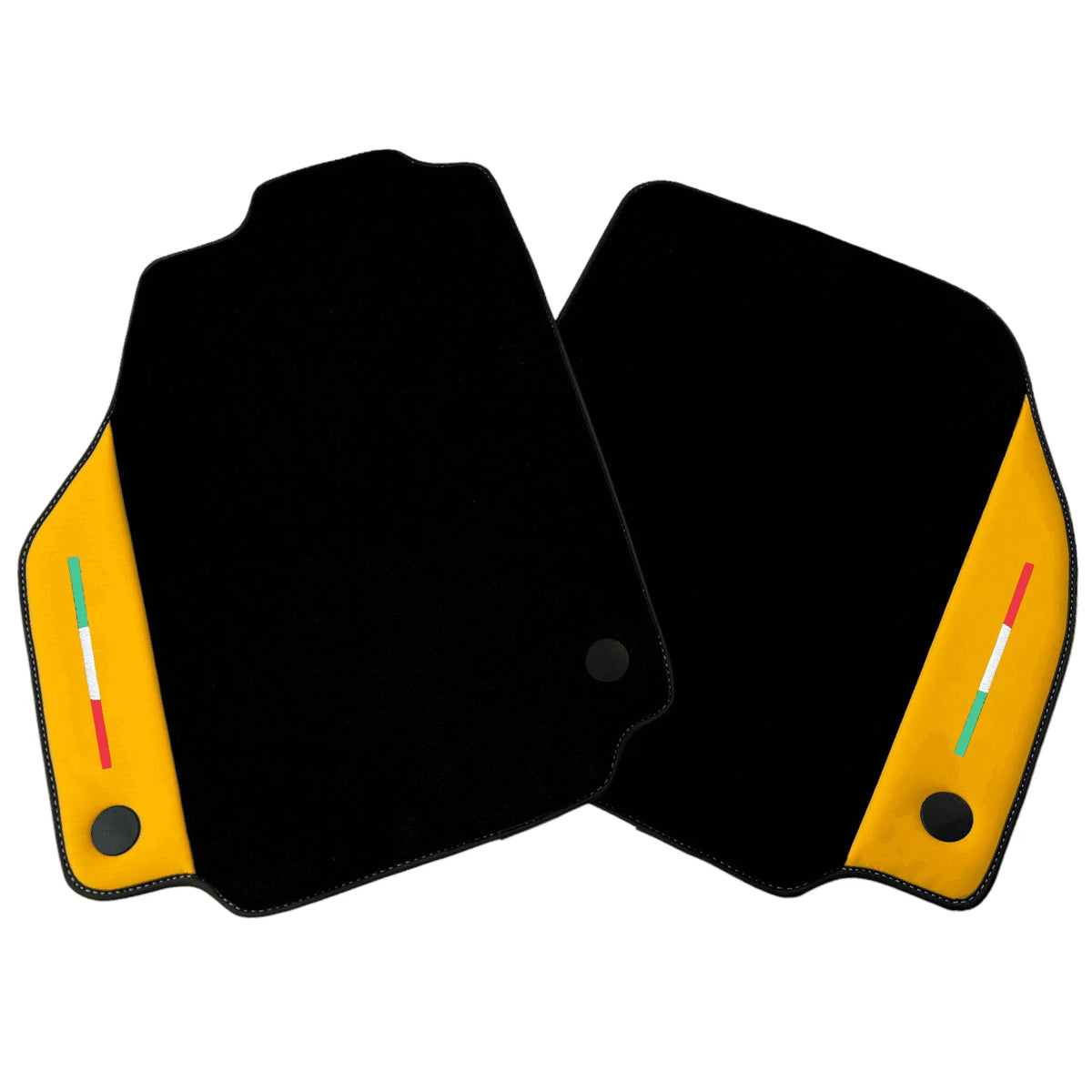 Black Floor Mats for Ferrari 488 Spider (2016-2022) with Yellow Leather | Italian Edition