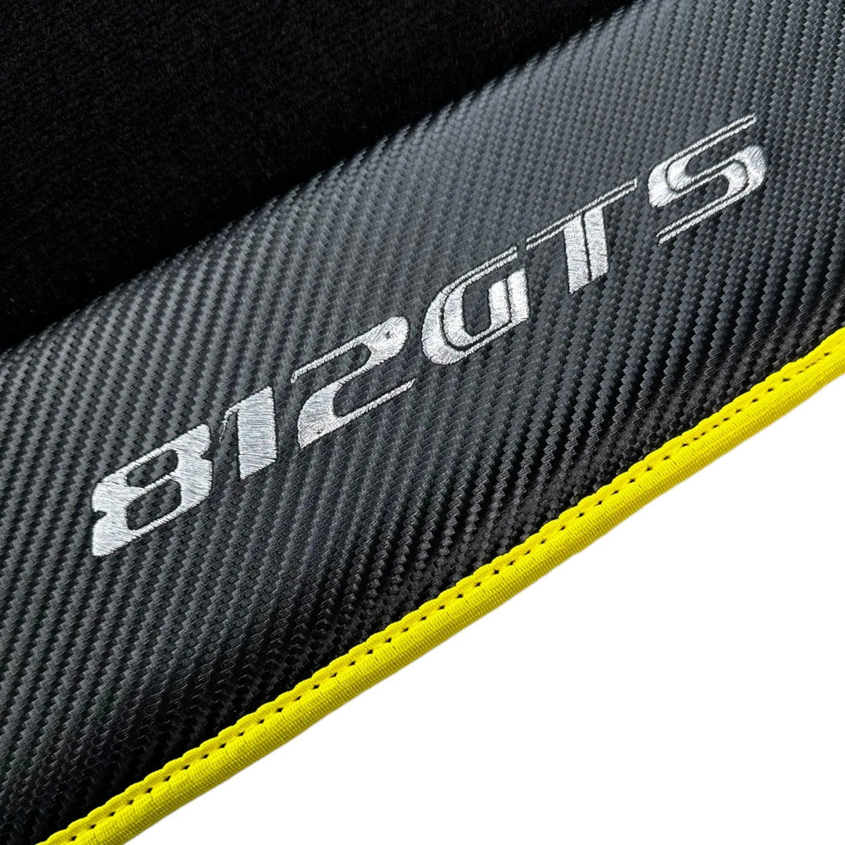 Black Floor Mats for Ferrari 812 GTS (2019-2023) with Carbon Leather - AutoWin