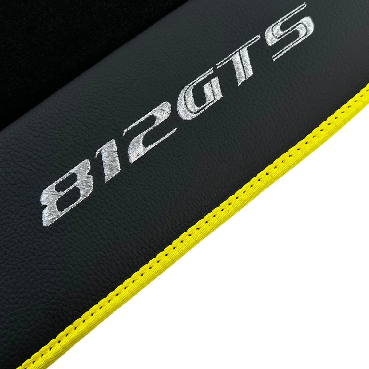 Black Floor Mats for Ferrari 812 GTS (2019-2023) with Leather - AutoWin