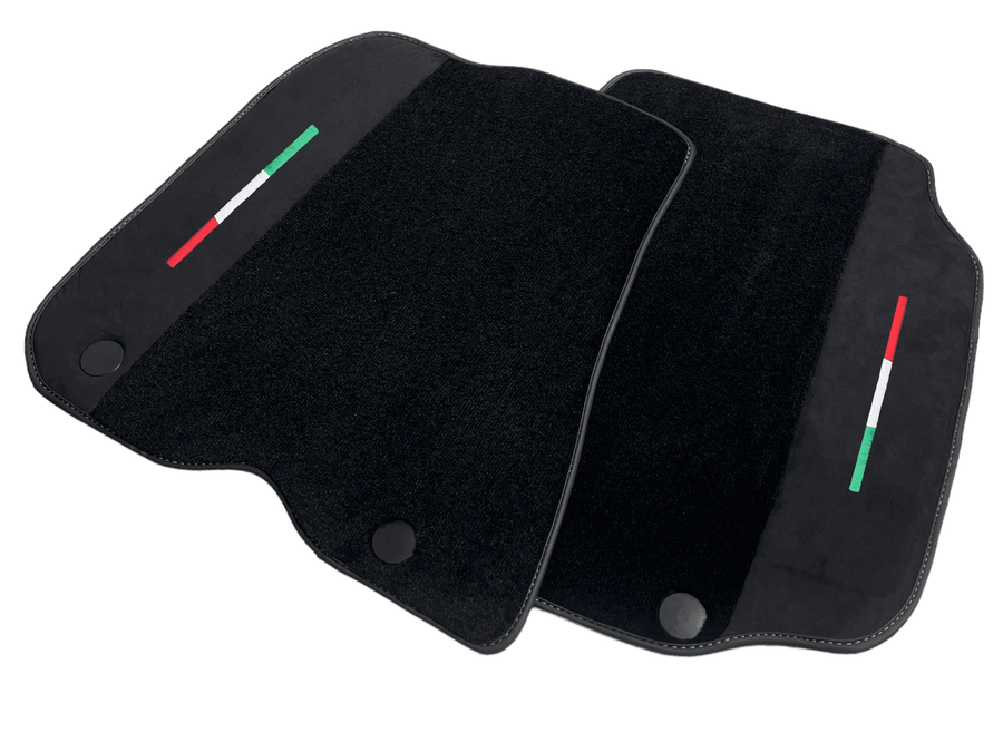Black Floor Mats For Ferrari F12 Berlinetta (2012-2022) With Alcantara Leather Yellow Edition - AutoWin