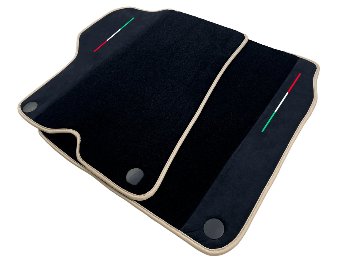 Black Floor Mats For Ferrari California 2008-2014 With Alcantara Beige Trim - AutoWin