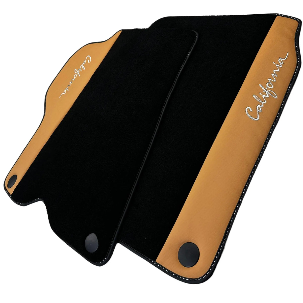 Black Floor Mats for Ferrari California (2008-2014) with Beige Tradizione Nappa Leather - AutoWin