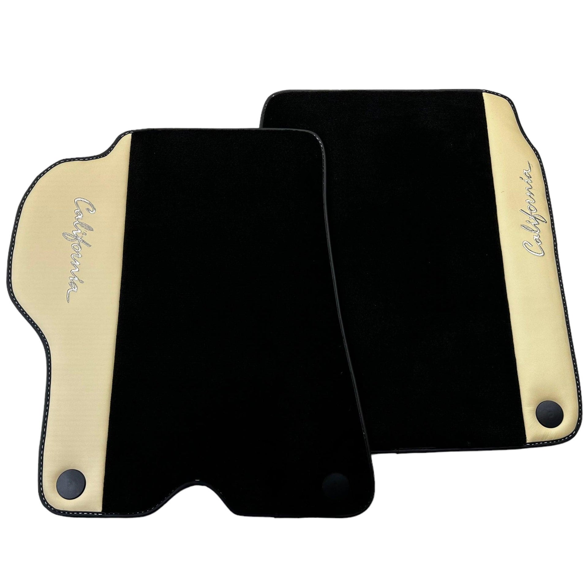 Black Floor Mats for Ferrari California (2008-2014) with Crema Nappa Leather - AutoWin