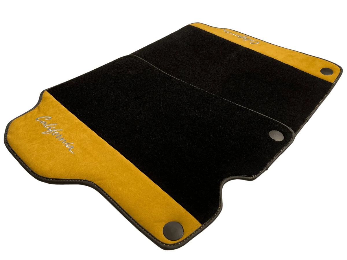 Black Floor Mats For Ferrari California 2008-2014 With Tan Alcantara - AutoWin