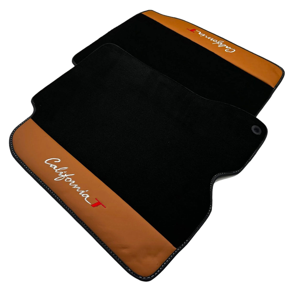 Black Floor Mats for Ferrari California T (2015-2018) with Cuoio Nappa Leather - AutoWin