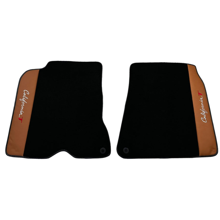 Black Floor Mats for Ferrari California T (2015-2018) with Cuoio Nappa Leather - AutoWin
