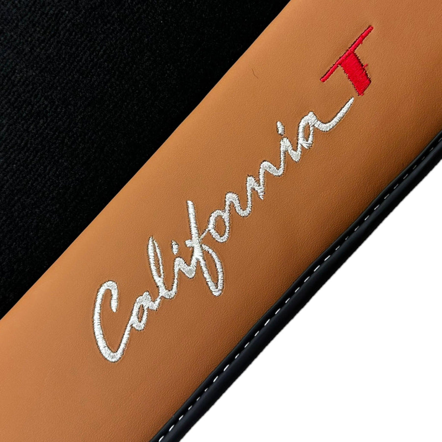 Black Floor Mats for Ferrari California T (2015-2018) with Cuoio Nappa Leather - AutoWin
