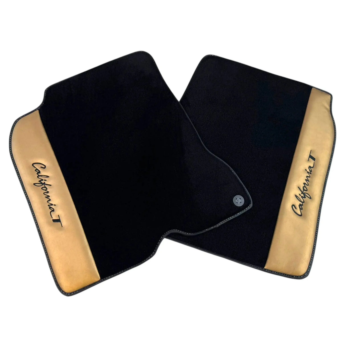 Black Floor Mats for Ferrari California T (2015-2018) with Gold Leather