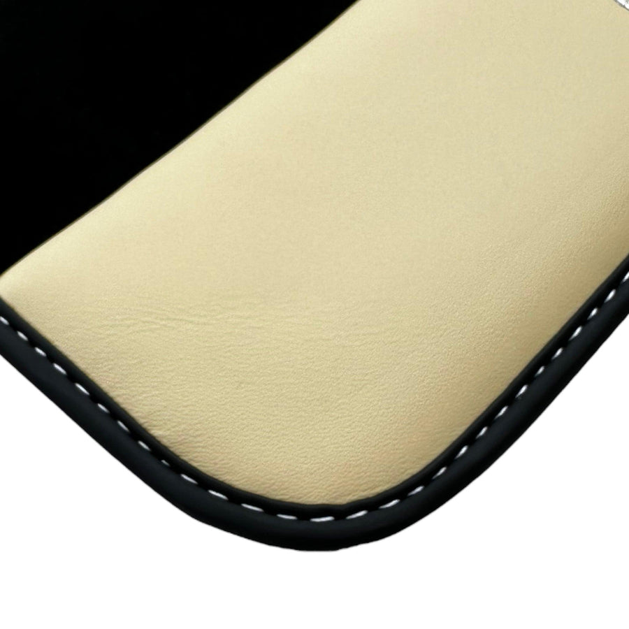 Black Floor Mats for Ferrari California T (2015–2018) Crema Nappa Leather - AutoWin