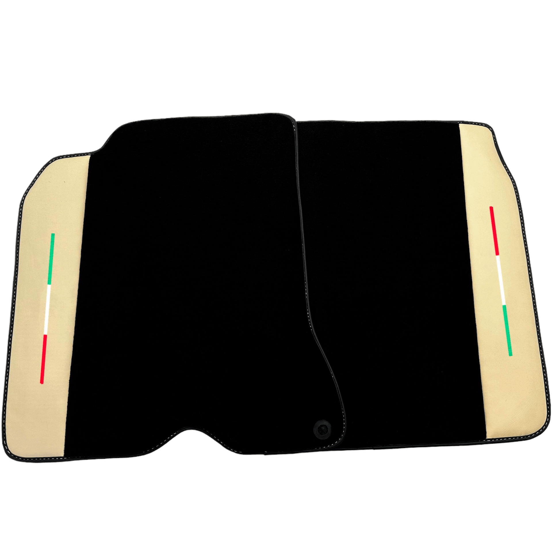 Black Floor Mats for Ferrari California T (2015–2018) Crema Nappa Leather - AutoWin