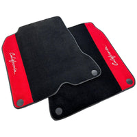 Black Floor Mats For Ferrari California T (2015-2018) with Red Alcantara Leather - AutoWin