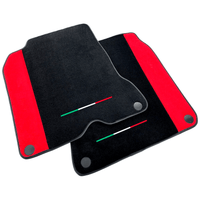 Black Floor Mats For Ferrari California T (2015-2018) with Red Alcantara Leather - AutoWin