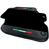 Black Floor Mats for Ferrari F12 Berlinetta (2012-2022) with Carbon Leather - AutoWin