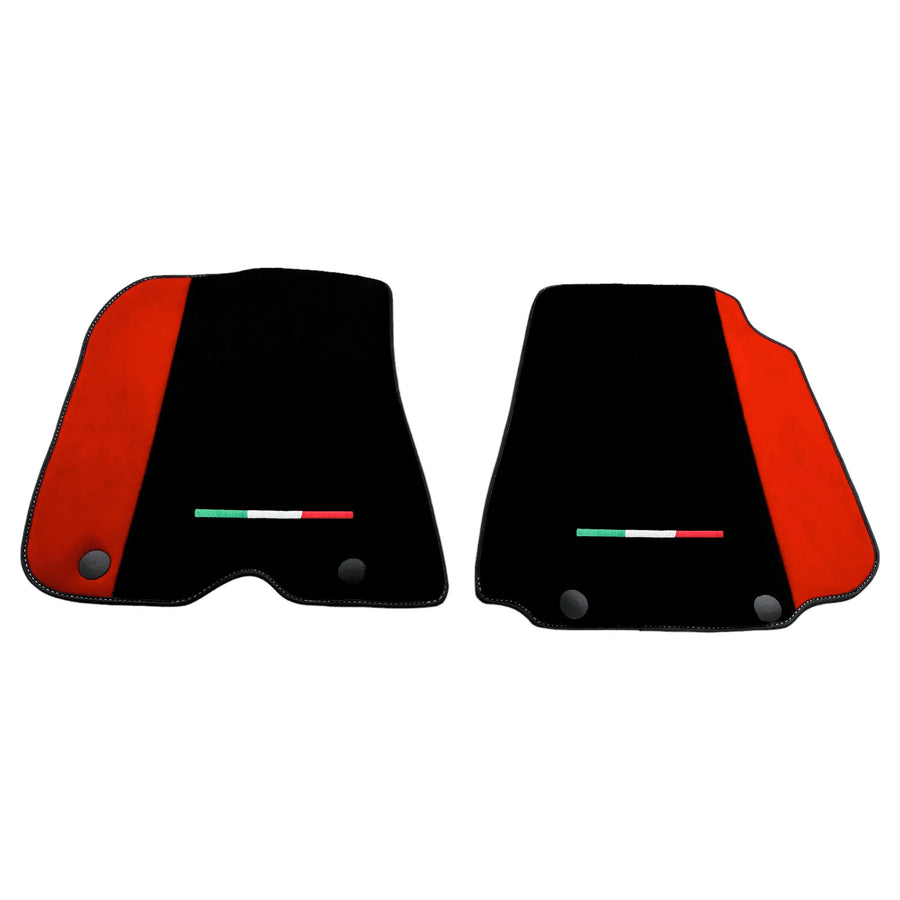 Black Floor Mats for Ferrari F12 Berlinetta (2012-2022) with Red Alcantara Leather - AutoWin