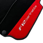 Black Floor Mats for Ferrari F12 Berlinetta (2012-2022) with Red Alcantara Leather - AutoWin