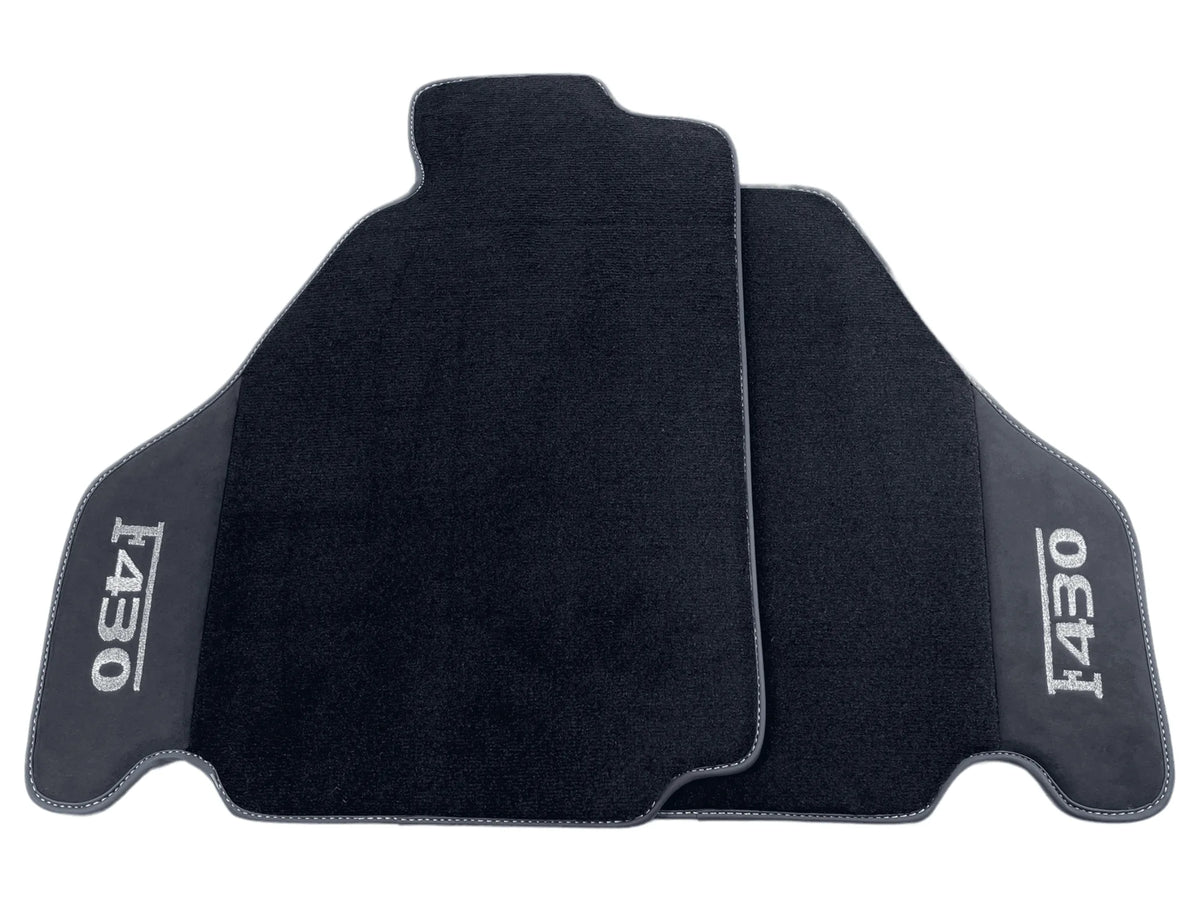 Black Floor Mats For Ferrari F430 2004-2009 With Alcantara Leather - AutoWin