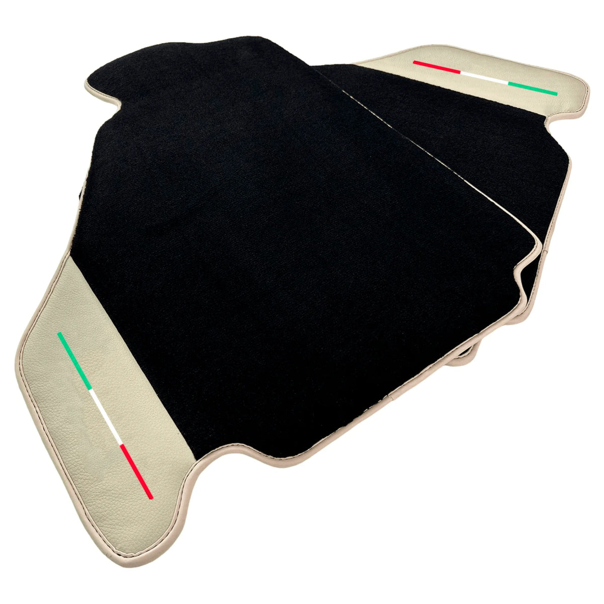 Black Floor Mats For Ferrari F430 2004-2009 With Beige Leather - AutoWin