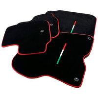 Black Floor Mats For Ferrari GTC4 Lusso (2016-2023) Italian Edition with Red Trim - AutoWin