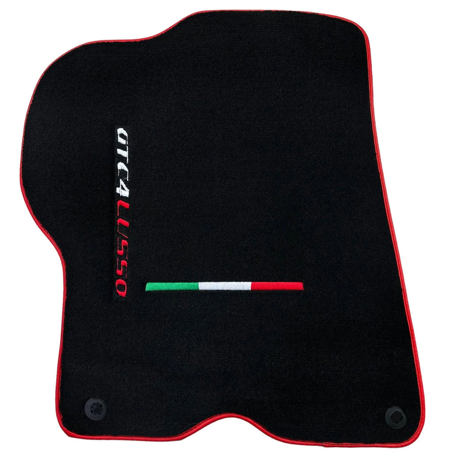 Black Floor Mats For Ferrari GTC4 Lusso (2016-2023) Italian Edition with Red Trim - AutoWin